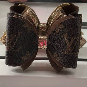 ( Reserved) Layered Stanley Bow with Gold Accents